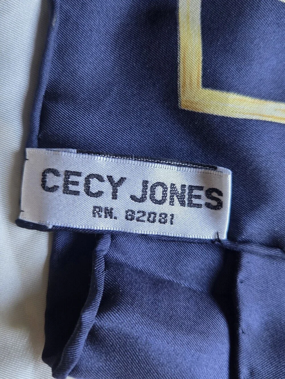 Cecy Jones J & J Designs Hand Rolled Square Silk Scarf Architecture Cityscape